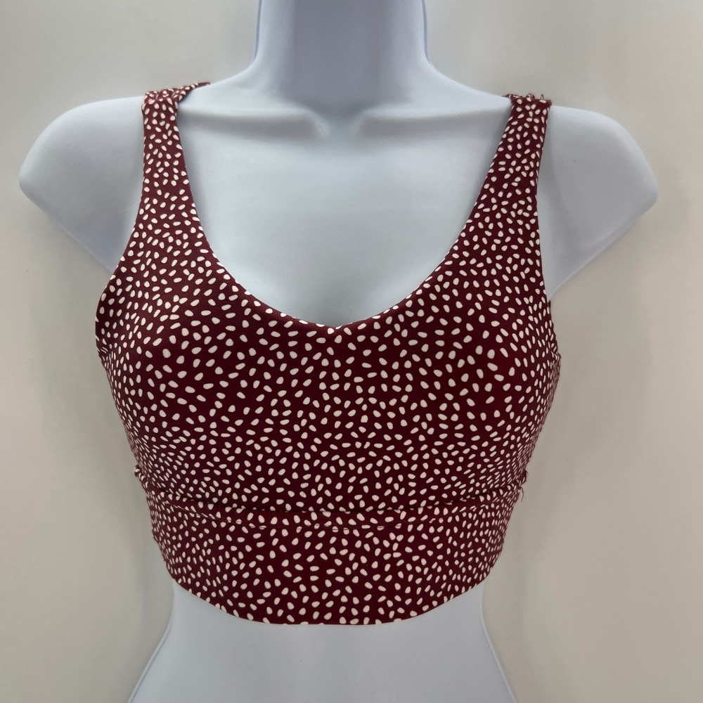 Buffbunny Collection Burgundy Dotted Strappy Cage Back Sports Bra XS Maroon - Picture 7 of 8